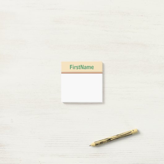 Elegant Tan Background and Zee Green Bold Name Post-it® Notes (Op bureau)