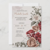 Elegant Tan Burgundy Floral Baby shower Kaart (Voorkant)