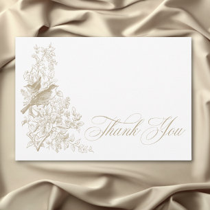 Elegant Tan Chinoiserie Natuur Vogels Baby shower Bedankkaart