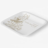 Elegant Tan Chinoiserie Natuur Vogels Baby shower Papieren Bordje (Gebogen)