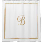 Elegant Tan Double Border Script Monogram Douchegordijn (Voorkant)