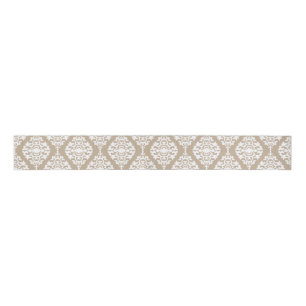 Elegant Tan en White Damask Pattern Grosgrain Lint