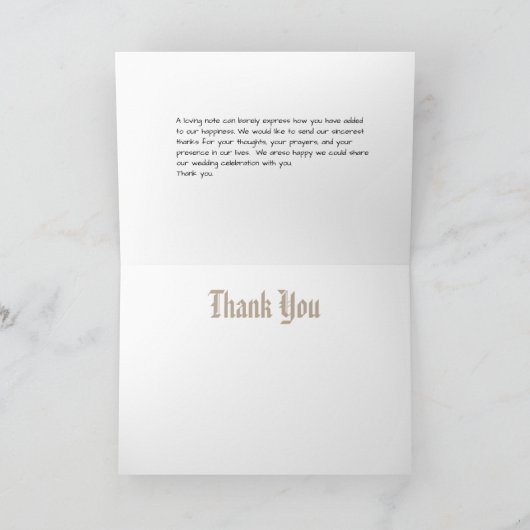 Elegant Tan en White Monogram Initialen Bedankkaart (Binnen)