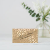 Elegant Tan Gold Leopard Cheetah Animal Print Visitekaartje (Staand voorkant)