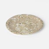 Elegant Tan Konijn Bunny Vogel Bloemen Pasen Brunc Papieren Bordje (Gekanteld)