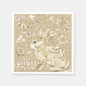 Elegant Tan Konijn Bunny Vogel Bloemen Pasen Brunc Servet (Voorkant)