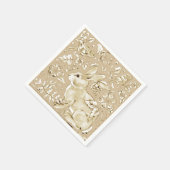 Elegant Tan Konijn Bunny Vogel Bloemen Pasen Brunc Servet (Hoek)