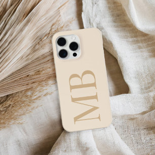 Elegant Tan Minimalistisch Initiaal Monogram iPhone 15 Pro Max Hoesje