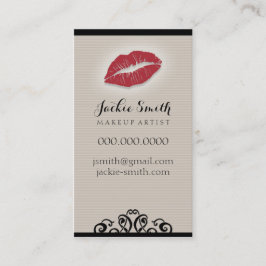Elegant Tan Pin Stripes Lips / Lipstick Makeup Art Visitekaartje