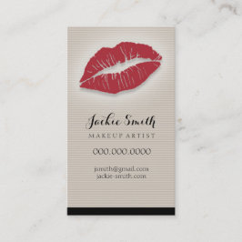 Elegant Tan Pin Stripes met Rode Lips Visitekaartje