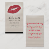 Elegant Tan Pin Stripes met Rode Lips Visitekaartje (Voorkant / Achterkant)