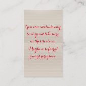 Elegant Tan Pin Stripes met Rode Lips Visitekaartje (Achterkant)