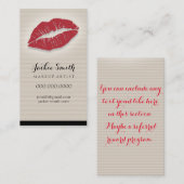 Elegant Tan Pin Stripes met Rode Lips Visitekaartje (Voorkant / Achterkant)