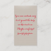 Elegant Tan Pin Stripes met Rode Lips Visitekaartje (Achterkant)