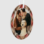 Elegant Tan Tartan zette kerstmonogram Ornament (voorkant)