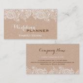 Elegant Tan & Wit Bloemen Paisley Kant Visitekaartje (Voorkant / Achterkant)