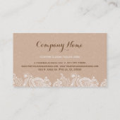 Elegant Tan & Wit Bloemen Paisley Kant Visitekaartje (Achterkant)