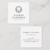 Elegant tandtandarts logo minimalistisch wit vierkante visitekaartje (Voorkant / Achterkant)