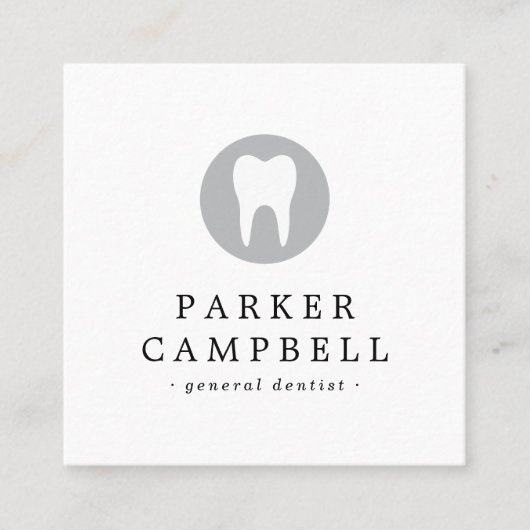 Elegant tandtandarts logo minimalistisch wit vierkante visitekaartje (Voorkant)