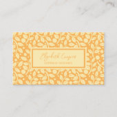 Elegant Tangerine & Cream Leaf Pattern Visitekaartje (Voorkant)