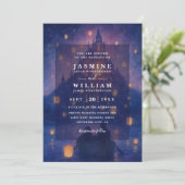 Elegant Tangled Lanterns Budget QR Code Wedding Kaart (Staand voorkant)