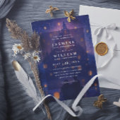 Elegant Tangled Lanterns Budget QR Code Wedding Kaart