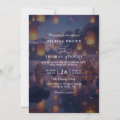 Elegant Tangled Lanterns Budget QR Code Wedding Kaart (Voorkant)