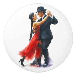 Elegant tango danspaar in rood en zwart keramische knop