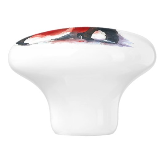 Elegant tango danspaar in rood en zwart keramische knop (Zijkant)