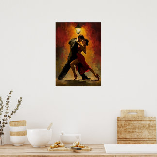 Elegant tango paar romantisch kunst ontwerp poster