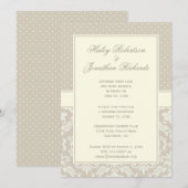 Elegant Tannige Ivoor Damast Stippen Ontvangst Kaa Kaart (Voorkant / Achterkant)