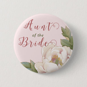 Elegant tante van de Bride Blush Pink Floral Ronde Button 5,7 Cm