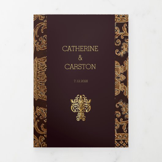 Elegant tapijt bruiloft drieluik uitnodiging (Cover)