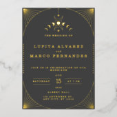 Elegant Tarot Gold Foil Wedding Invitation Folie Uitnodiging (Voorkant)