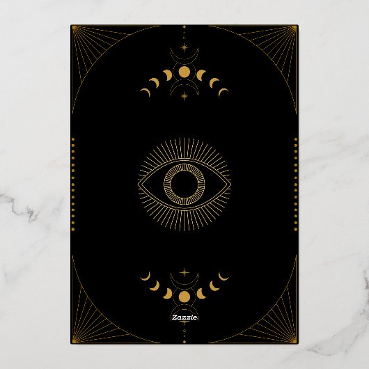 Elegant Tarot Gold Foil Wedding Invitation Folie Uitnodiging (Achterkant)