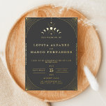 Elegant Tarot Gold Foil Wedding Invitation Folie Uitnodiging<br><div class="desc">Elegant Tarot Gold Foil Wedding Invitation op bruine achtergrond.</div>