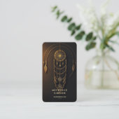 Elegant Tarot Monogram Zwart Goud Droom Catcher Visitekaartje (Staand voorkant)