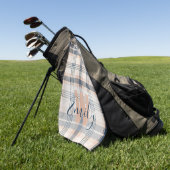 Elegant Tartan Blue Cream Monogram Golfhanddoek (Groen)
