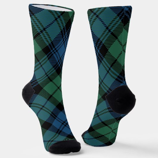 Elegant Tartan Campbell Blue Green Rustic Plaid Sokken (Gebogen)