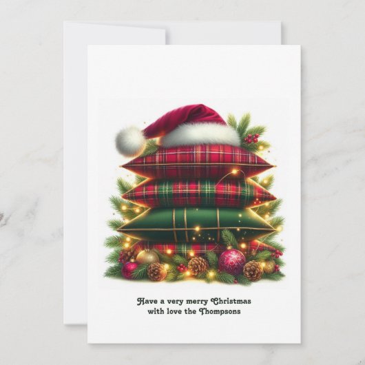 Elegant Tartan Christmas Cozy Plaid Pillows Feestdagenkaart (Voorkant)