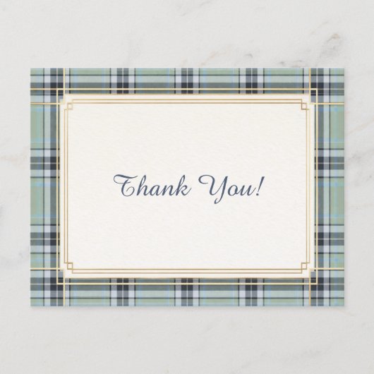 Elegant Tartan Frame Thank You  Briefkaart (Voorkant)