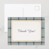 Elegant Tartan Frame Thank You  Briefkaart (Voorkant / Achterkant)