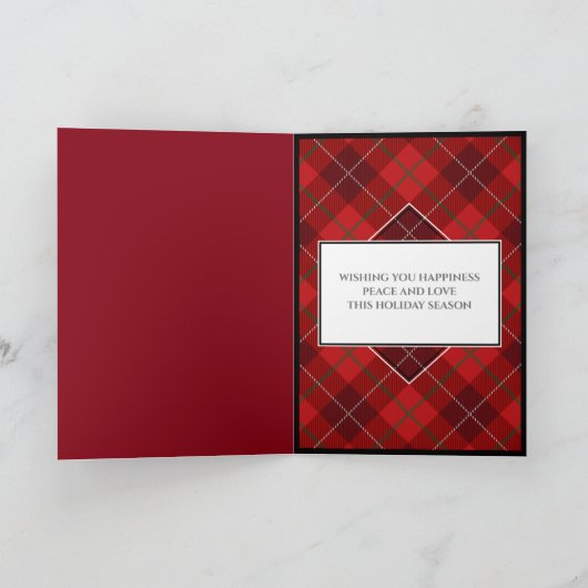 Elegant Tartan Modern Prettige feestdagen Kaart (Binnen)