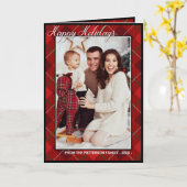 Elegant Tartan Modern Prettige feestdagen Kaart (Gele Bloem)