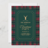 Elegant Tartan Plaid Christmas Party Invitation Kaart (Voorkant)