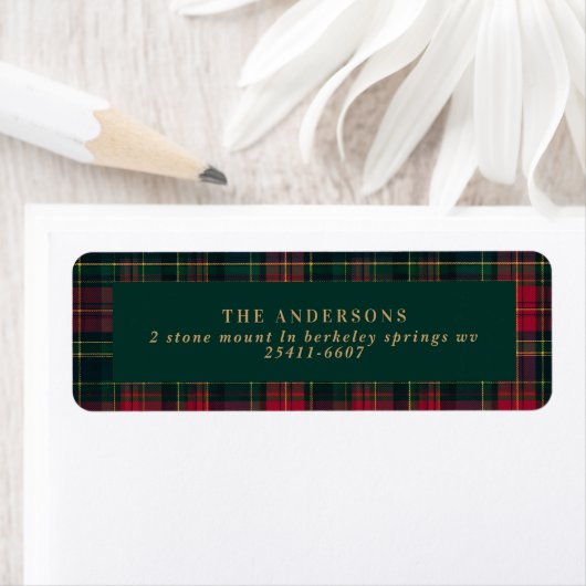 Elegant Tartan Plaid Family elegant Christmas Etiket (Insitu)