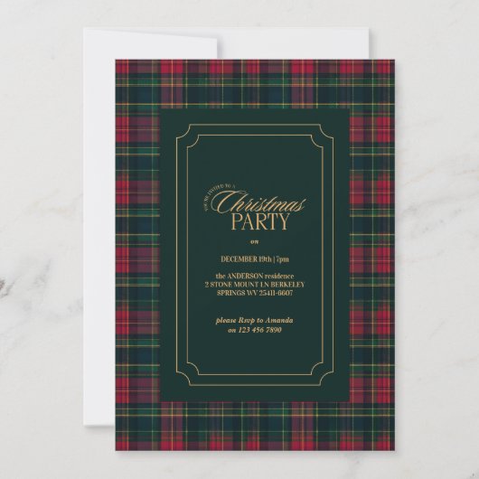 Elegant Tartan Plaid Family Photo Christmas Feestdagenkaart (Voorkant)