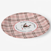 Elegant Tartan Plaid & Reindeer Christmas Family Papieren Bordje (Gekanteld)