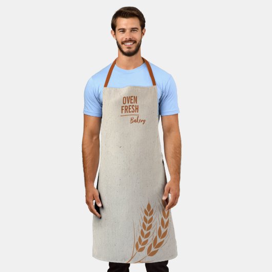 Elegant Tarwe Grijs Bruin Naam Bakken Schort (Gedragen)