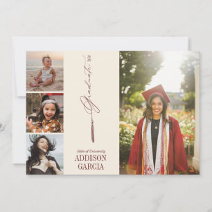 Elegant Tassel Foto Afstuderen Aankondiging